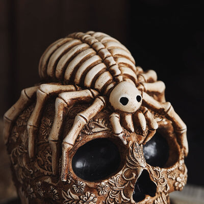 Resin  Spider Pattern Skull  Home Decoration
