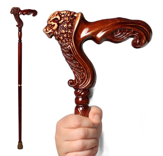 Lion Head Luxury Wooden  Walking Canes