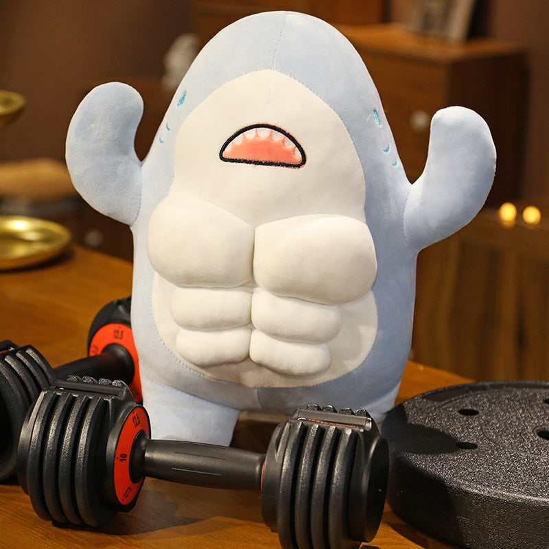 Giant Funny Muscle Shark Plush Toy Stuffed