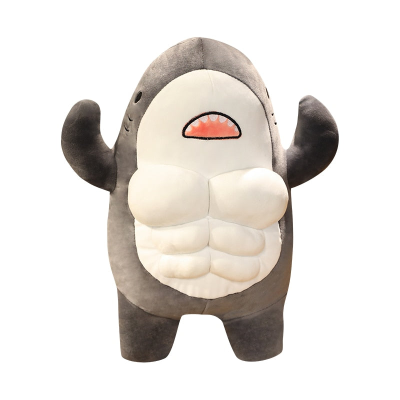 Giant Funny Muscle Shark Plush Toy Stuffed