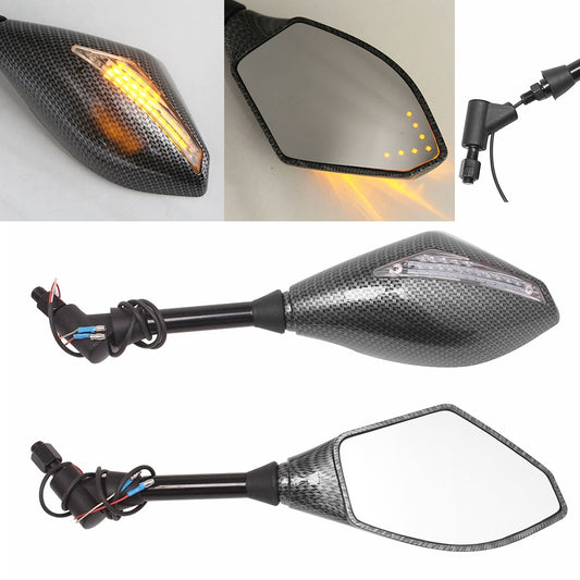 Motorcycle Side Mirrors with LED Turn Signal