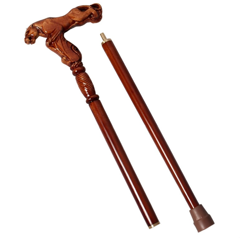 Luxury Leopard Handle  Wooden Walking Stick Canes