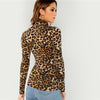High Neck Leopard Long Sleeve Top - Goods Shopi