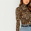 High Neck Leopard Long Sleeve Top - Goods Shopi