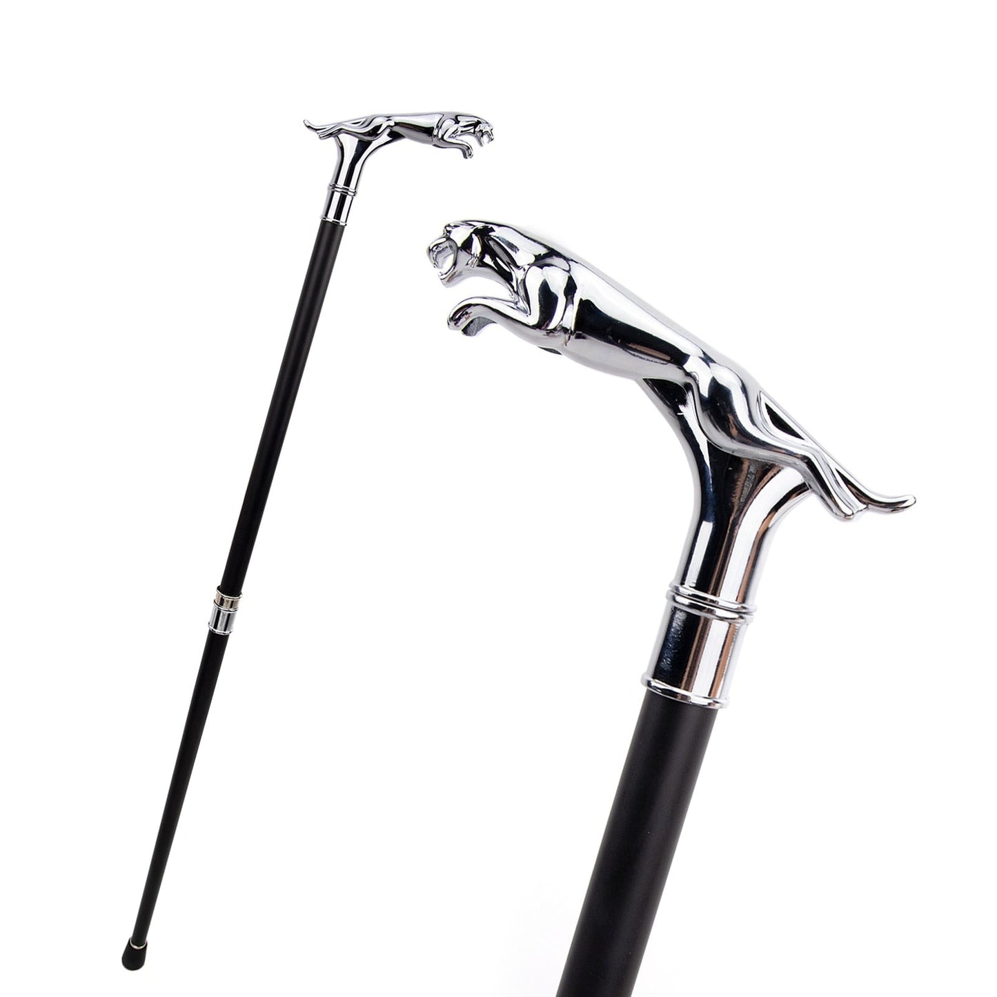 Luxury Silver Leopard  Walking Stick Cane