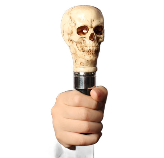 Retro Wooden Walking Sticks  Resin Skull Head