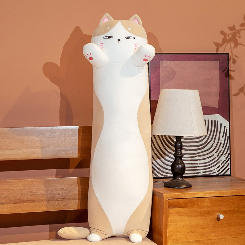 Giant  Stuffed  Animal Cats Long Bolster Plush Toy Pillow