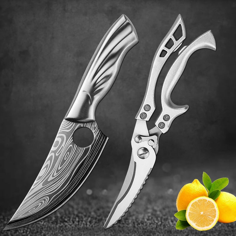 Stainless Steel Knife Scissors  Kitchen Set