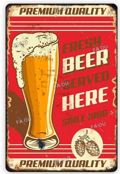 Retro Cold Beer Metal Sign Wall  Decor
