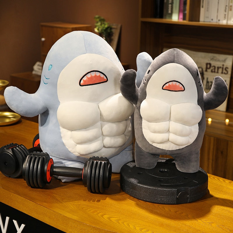 Giant Funny Muscle Shark Plush Toy Stuffed