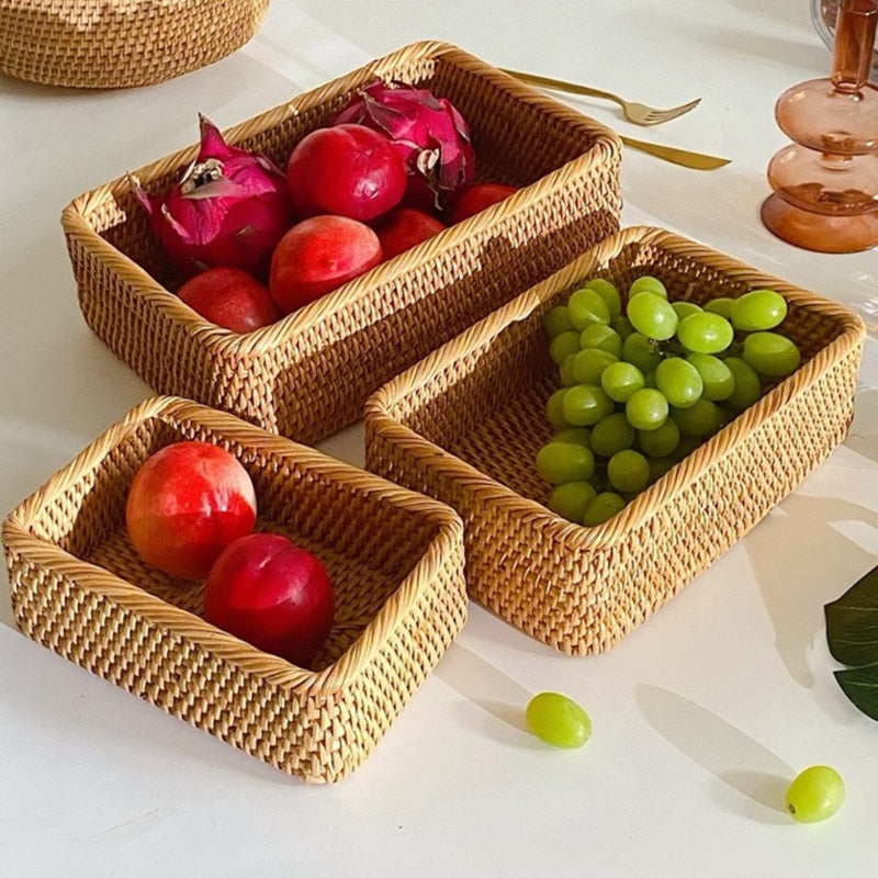 Handwoven Rattan Wicker Basket