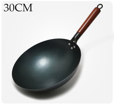 Chinese Traditional Iron Wok Wooden Handle