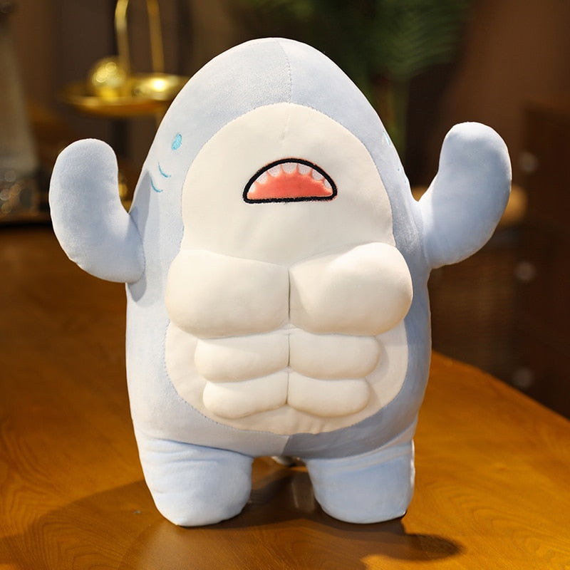 Giant Funny Muscle Shark Plush Toy Stuffed