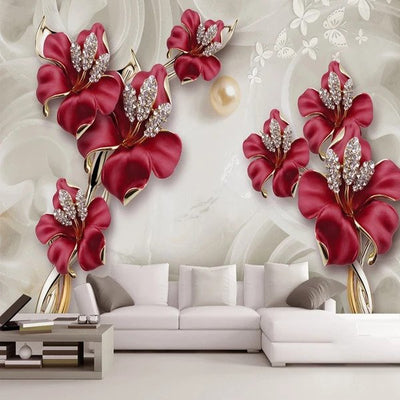 3D Wallpaper Mural Beautiful Flower - Goods Shopi