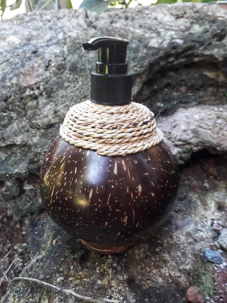 Coconut shell soap dispenser Bump bottle bathroom decor ideas - Goods Shopi