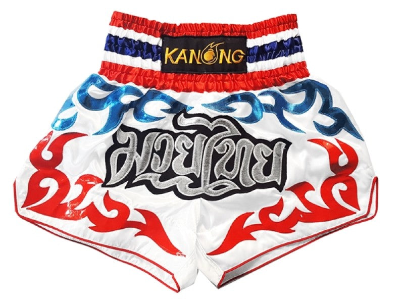 Muay thai shorts Kanong White : KNS-122 - Goods Shopi