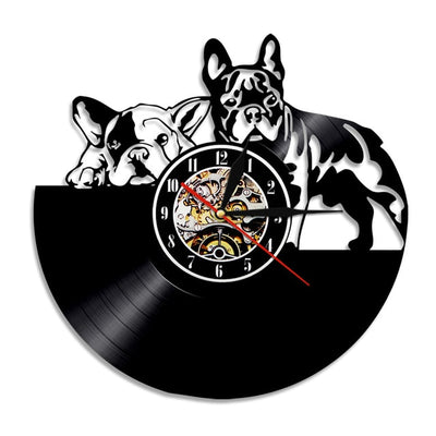 Vinyl Record French Bulldog Wall Clock - Goods Shopi
