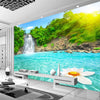 Forest Natural Scenery Waterfall 3D Mural Wallpaper - Goods Shopi