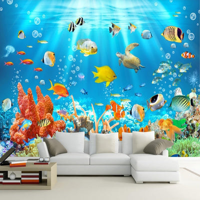 3D Wallpaper Mural Underwater World Fish - Goods Shopi