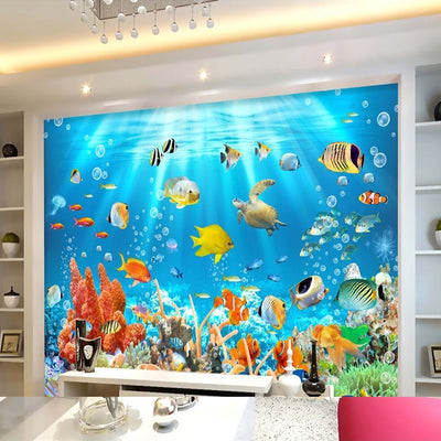 3D Wallpaper Mural Underwater World Fish - Goods Shopi