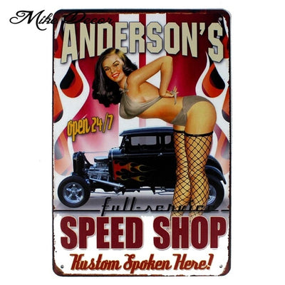 Garage Pin up Lady Route66 Tin sign - Goods Shopi