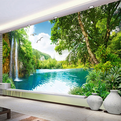 Mural Wallpaper Waterfall Nature Landscape - Goods Shopi