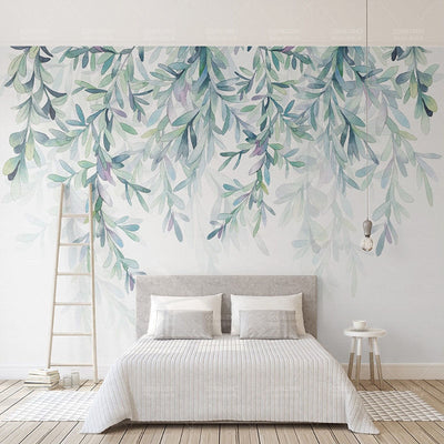 Mural Wallpaper Modern Green Leaves - Goods Shopi