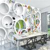 3D Wallpaper Mural White Ring Cycle Fruits Abstract - Goods Shopi