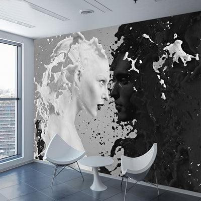 Black White Murals Wallpaper Living Room - Goods Shopi