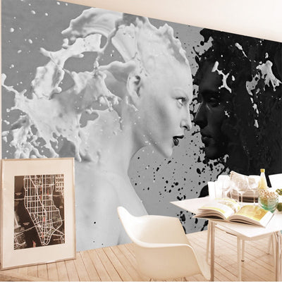 Black White Murals Wallpaper Living Room - Goods Shopi