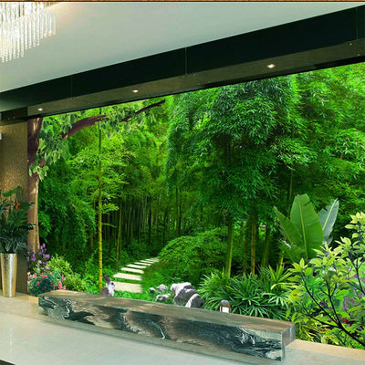 Green Forest Bamboo 3D Mural Wallpaper - Goods Shopi