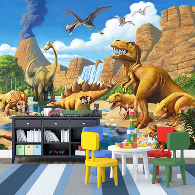 3D Cartoon Mural WallPaper Dinosaur Children's Room - Goods Shopi