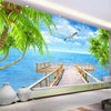 3D Mural Wallpaper Seaside Landscape Wood Bridge - Goods Shopi