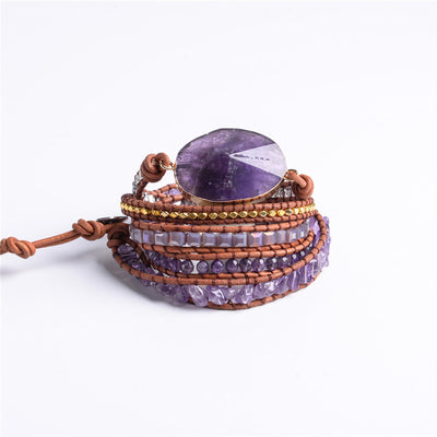 Handmade Leather Wrap Beaded Bracelet  Boho Chic - Goods Shopi