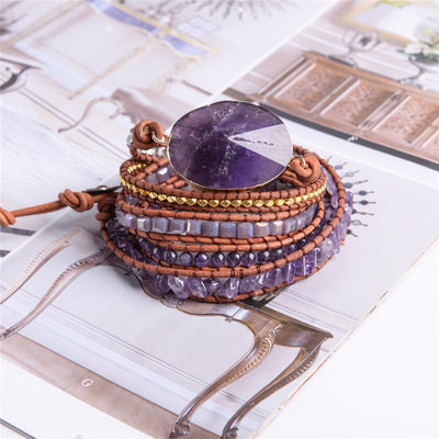 Handmade Leather Wrap Beaded Bracelet  Boho Chic - Goods Shopi