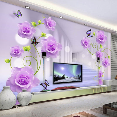 3d Wallpaper Purple Rose - Goods Shopi