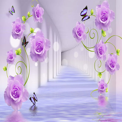 3d Wallpaper Purple Rose - Goods Shopi