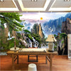 Landscape Wallpaper Mural Sunrise Mountain Waterfalls - Goods Shopi