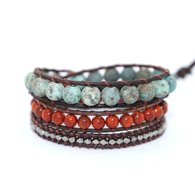 Handmade Leather Wrap Bracelets natural Stone - Goods Shopi